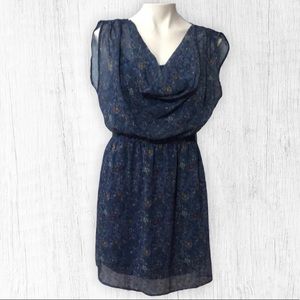 Cap Sleeve Blue Floral Dress